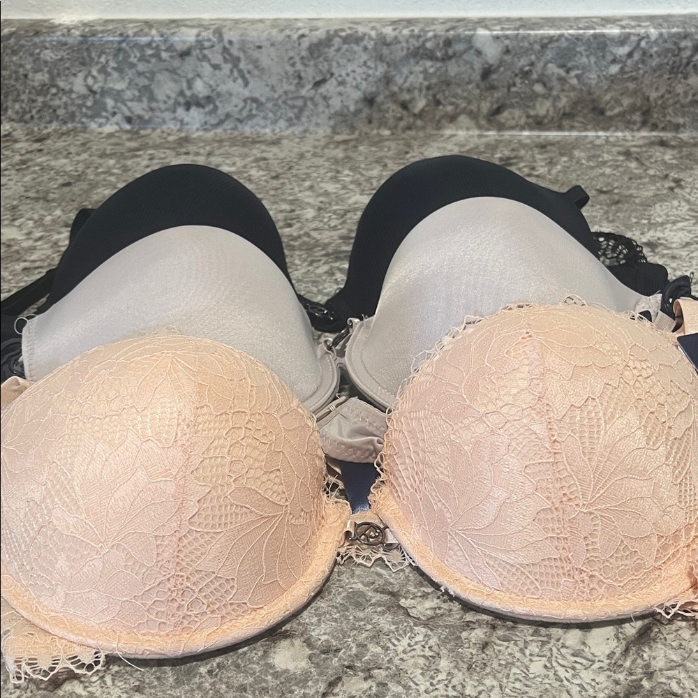 RACHEL Rachel Roy Lace Push-Up Bra Trio in Blush, Cream & Black